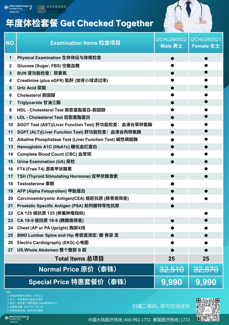 pt2 年度体检套餐
